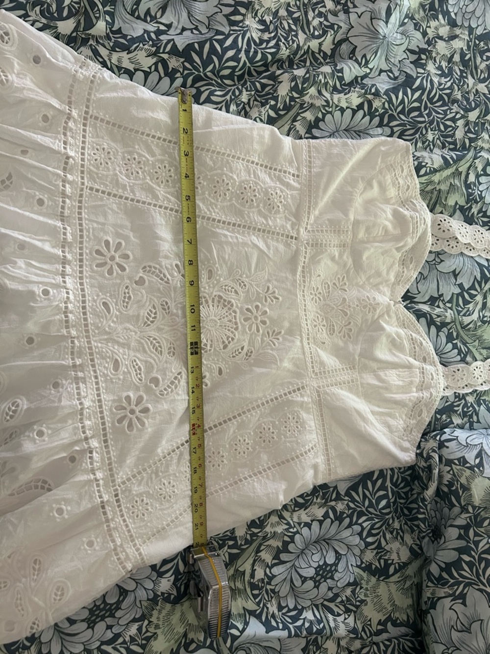 FarmRio white Richelieu midi dress 100% cotton XL
